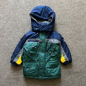 Vintage 90s Oshkosh Colorblock Heavyweight Winter Jacket Boys S/4 Removable Hood